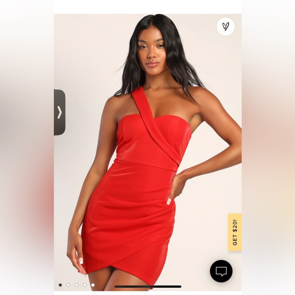 Lulus One-Shoulder Mini Dress Red Small NWT